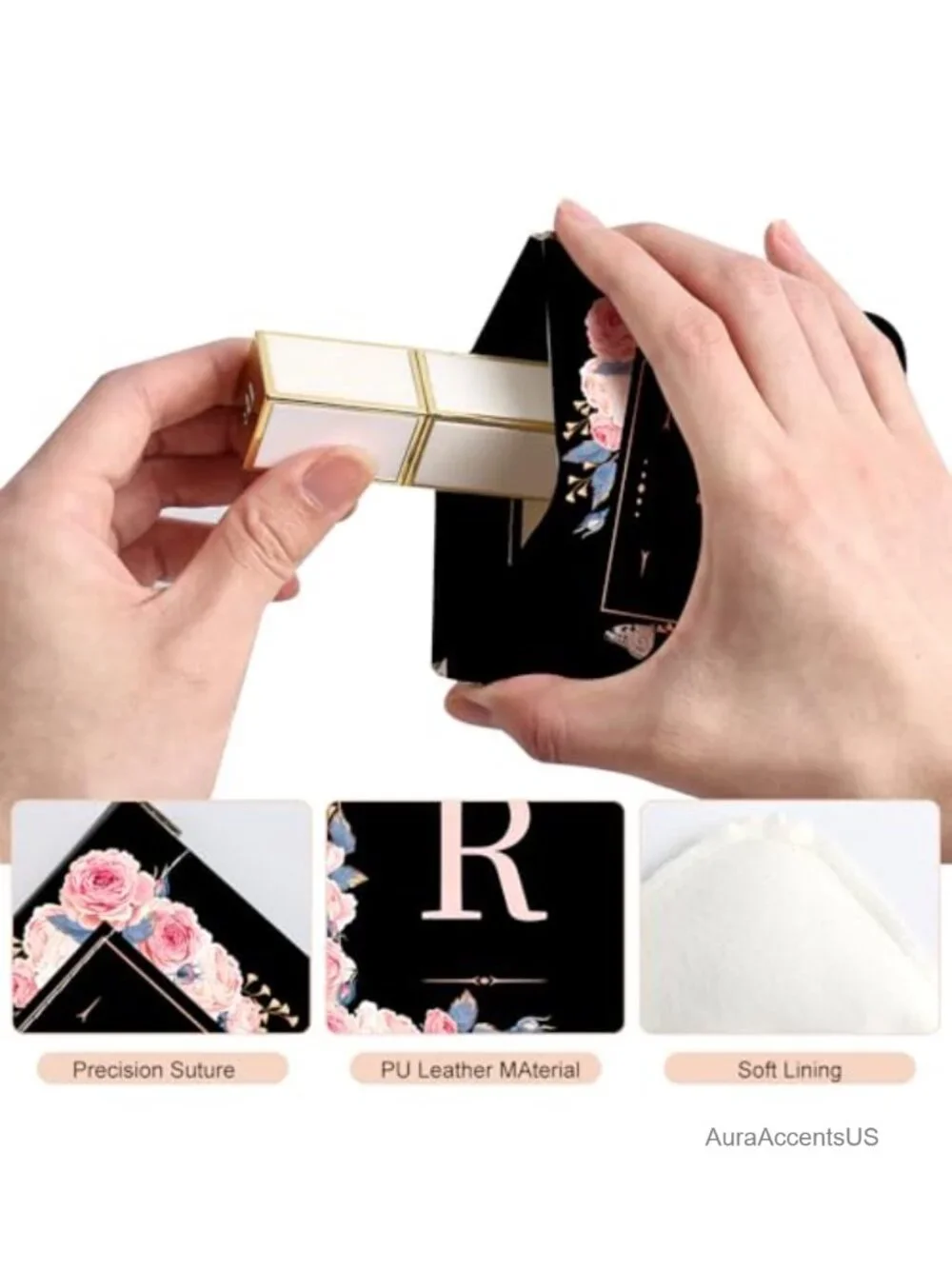 2-Pack Initial Letter PU Leather Mini Coin Purse Wallet Cosmetic Bag